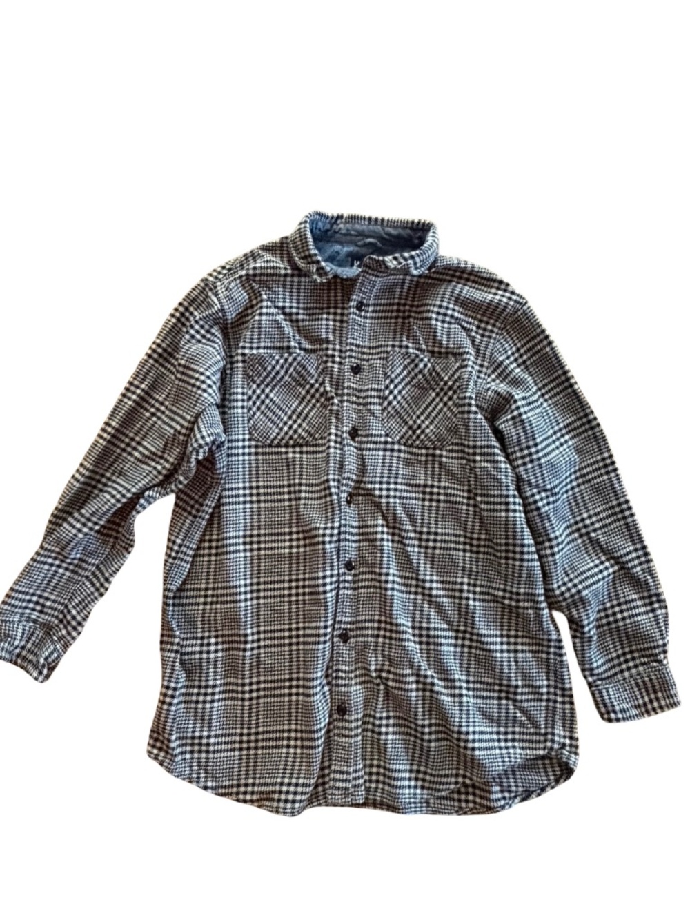 Lands End Houndstooth Flannel Mens Size 2XL Heavy Flannel Button Shirt